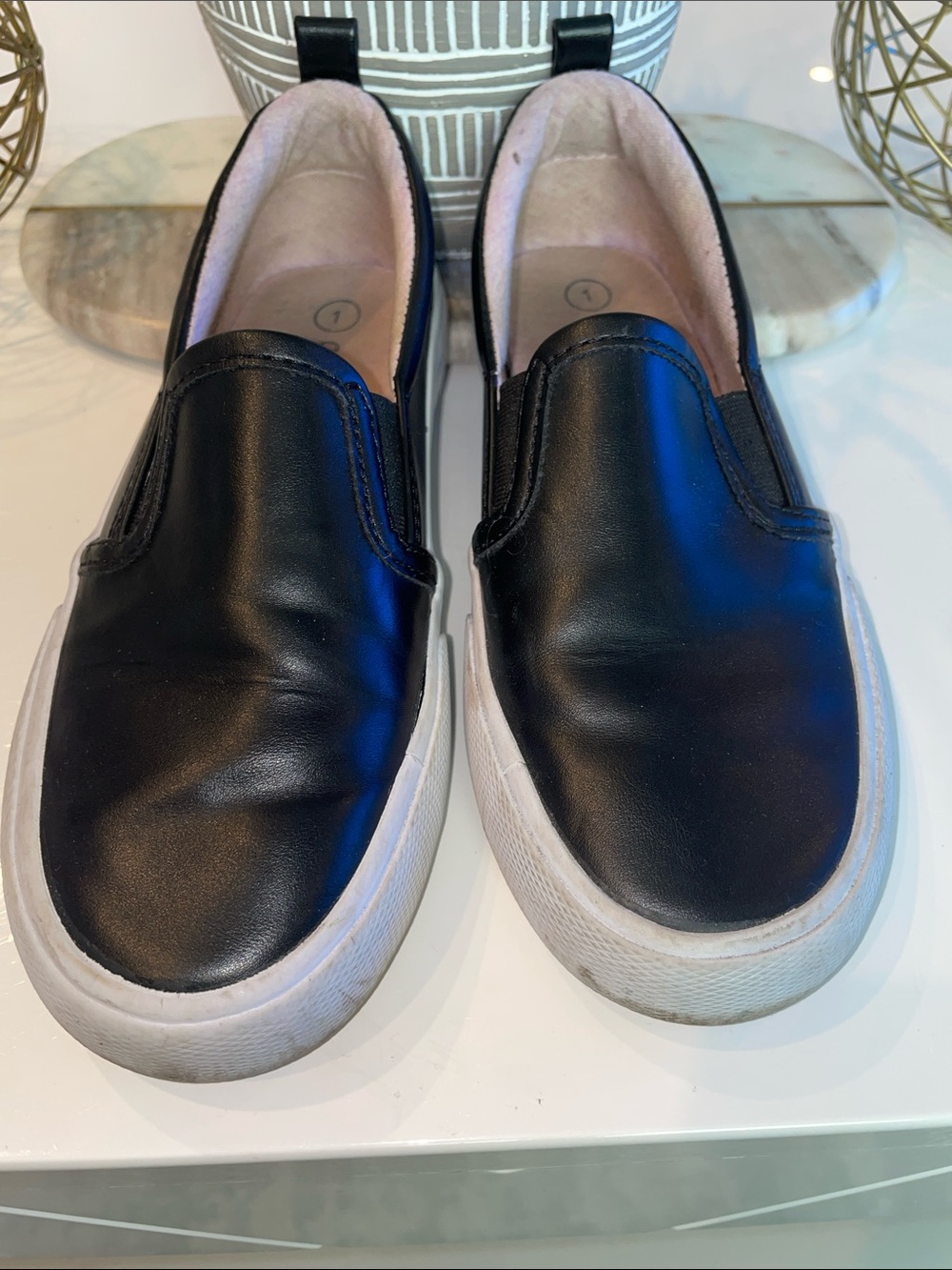 Cat & Jack Black Slip-On Loafers with White Sole